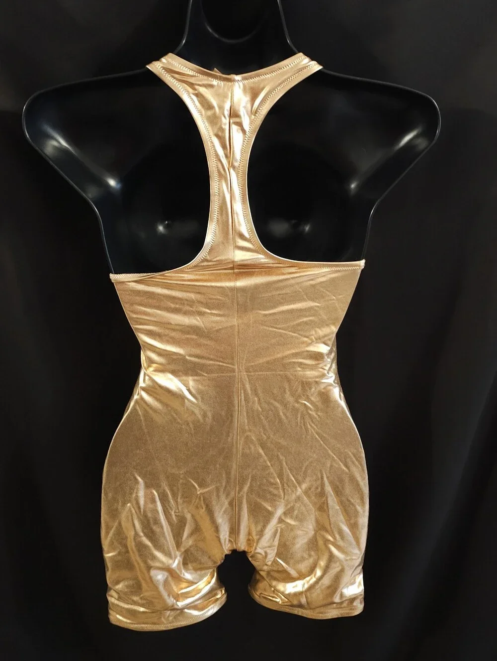 Skims Metallic Swim Cycle Bathing Suit SW-MKN-0012 Champagne Gold Size Small